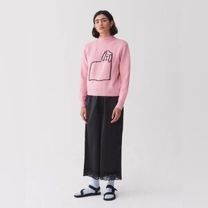 Lazy Oaf Doggy Outline Jumper Pink Mock Neck Sweater, SZ XS